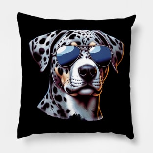 Catahoula Leopard Dog Wearing Sunglasses Pillow