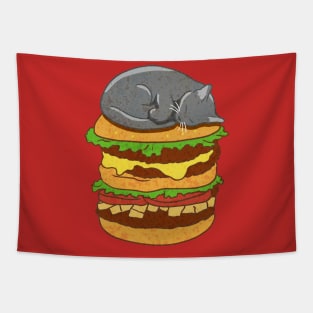 Burger Cat - grey Tapestry