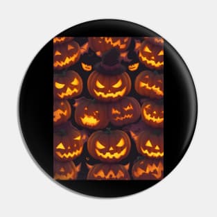 Halloween Spooky Orange Pumpkin Pattern Pin