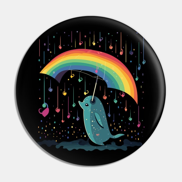 Narwhal Rainy Day With Umbrella Pin by JH Mart