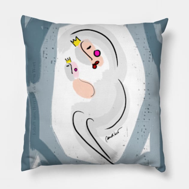 Mother protecting the baby Pillow by Elisabeth Sandikci