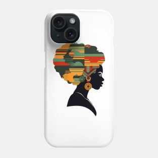 Afro Woman Silhouette, African Pattern Phone Case