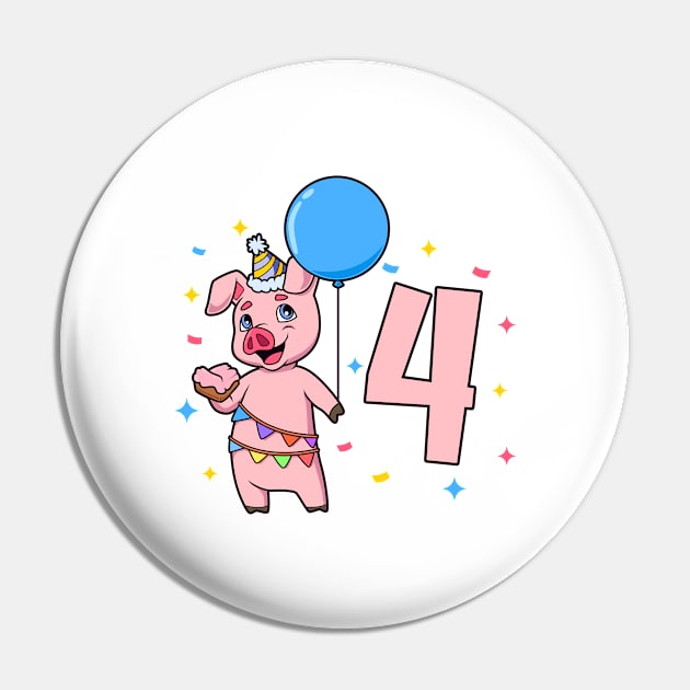 I am 4 with pig - kids birthday 4 years old Pin by Modern Medieval Design