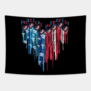 Physical Therapist American Flag Melting Heart 4th Of July Tapestry