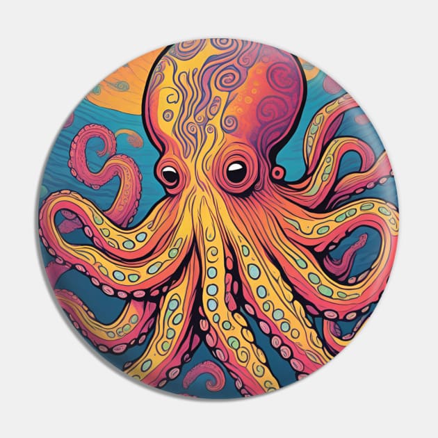 My Octopus teacher goes Psychedelic Pin by drumweaver