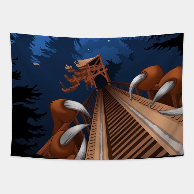 NIGHT RIDES ONLY - Beast Roller Coaster at Kings Island Tapestry by JFells