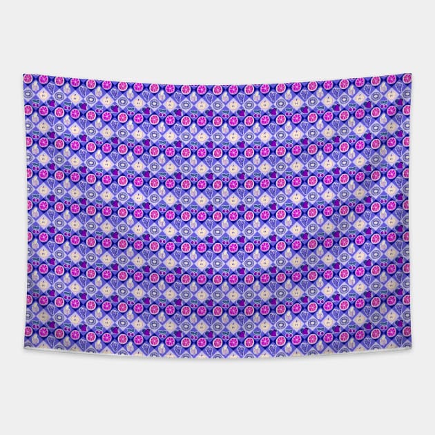 Purple Fruit Diamond Pattern Tapestry by saradaboru