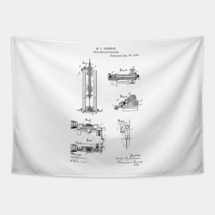 Drill Milling Machine Vintage Patent Hand Drawing Tapestry