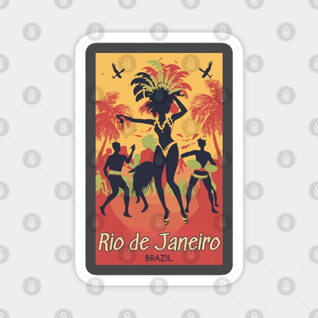 Carnaval - Rio de Janeiro - Brazil Magnet by goodoldvintage