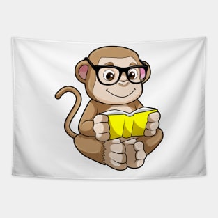 Monkey as Student with Glasses & Book Tapestry