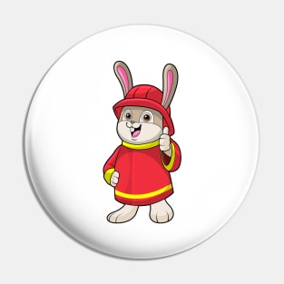 Rabbit as Firefighter with Helmet Pin