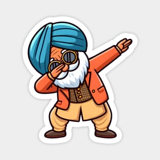 A punjabi old man dabbing - cheerful life Magnet