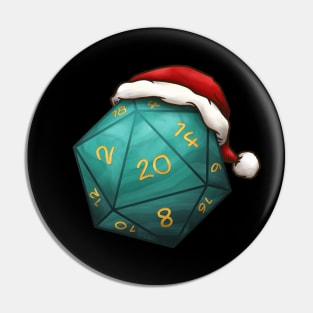 Christmas D20 Dice Aqua Pin