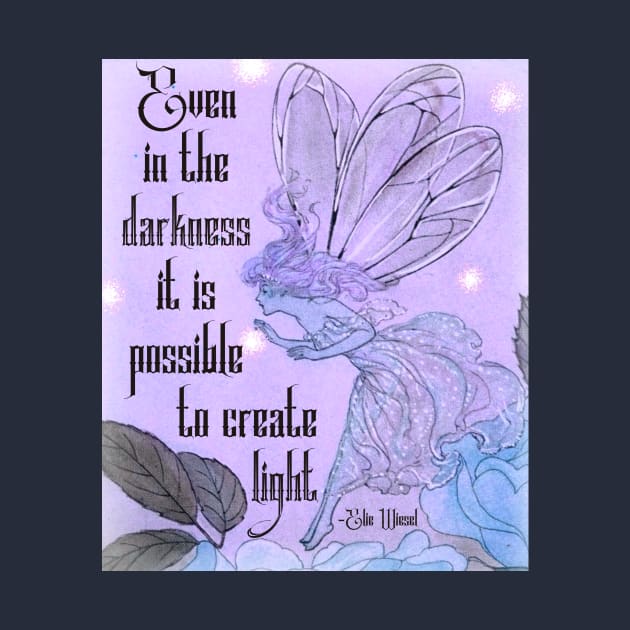 Magical Sapphic Fairy Vintage Art with Elie Wiesel Quote by ichewsyou