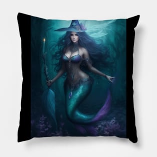 Blue Sea Wicth Mermaid Pillow