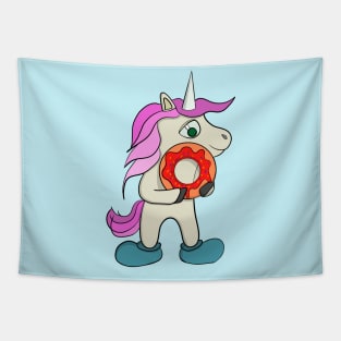 Unicorn eating a donut Tapestry