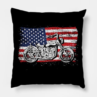 Motorcycle American USA Flag Biking Lover Biker Pillow