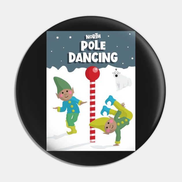 North 'Pole Dancing' Elves Pin by VicEllisArt