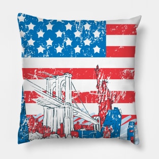 New York american flag Pillow