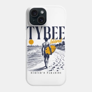 Vintage Surfing Tybee Island, Georgia // Retro Surfer Sketch // Surfer's Paradise Phone Case