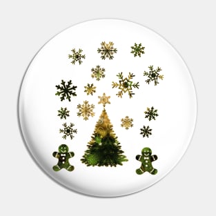 Kaleidoscope Christmas Green and Gold Pin