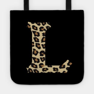 Letter L Leopard Cheetah Monogram Initial Tote