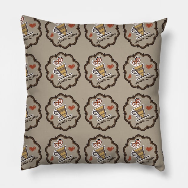 Arabic coffee pattern Pillow by Muse