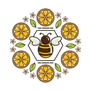 Honey Bee and Lemon Mandala | White T-Shirt