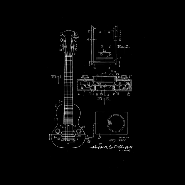 Guitar Vintage Patent Drawing by TheYoungDesigns