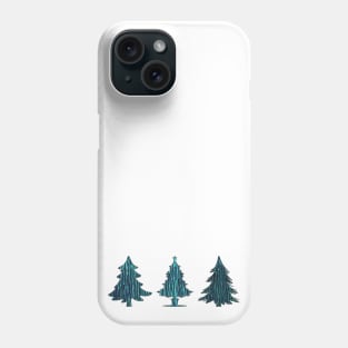 Three cool textured teal Christmas trees (Happy Holidays!) Phone Case