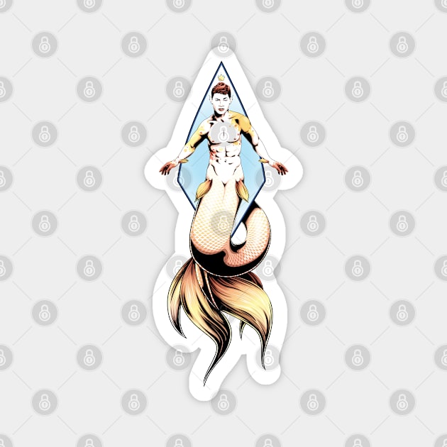 Goldfish Merman Magnet by redappletees