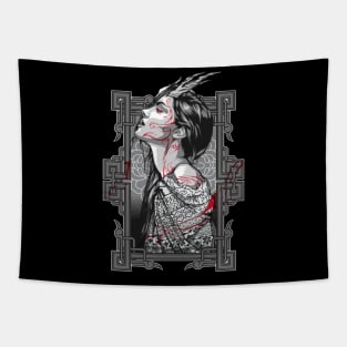 Kitsune Aesthetic Vintage Bushido Design Geschenk Tapestry