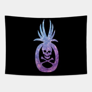 Tropical Pirate Pineapple Halloween Skull and Crossbones Blue Pink Tapestry