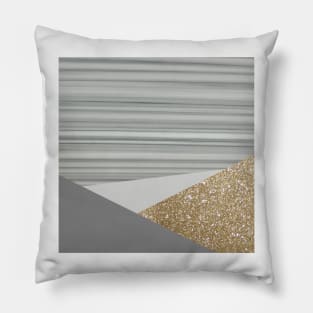 preppy geometric gold triangles trendy grey marble stripes Minimalist Pillow