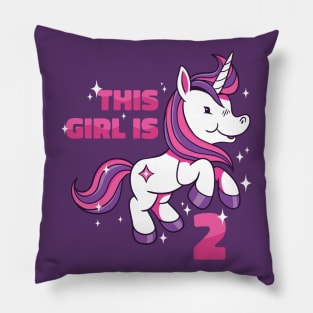 This Girl Is 2 | 2nd Birthday Unicorn Pillow