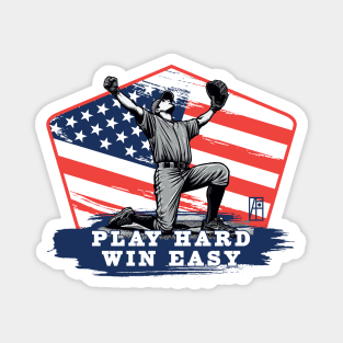 USA - American BASEBALL - Baseball: Play hard, win easy - color Magnet