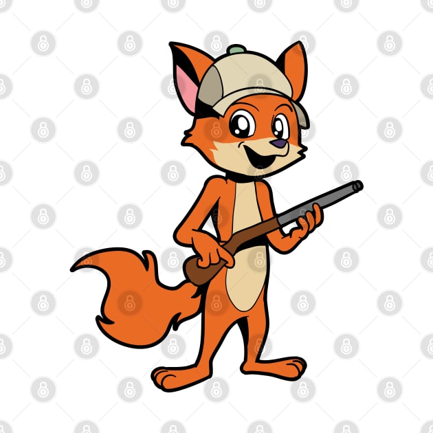 Fox with rifle - hunter by Modern Medieval Design