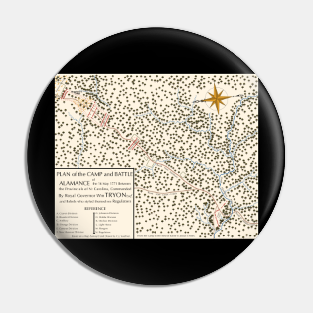 Battle of Alamance Map Regulators Pin TeePublic