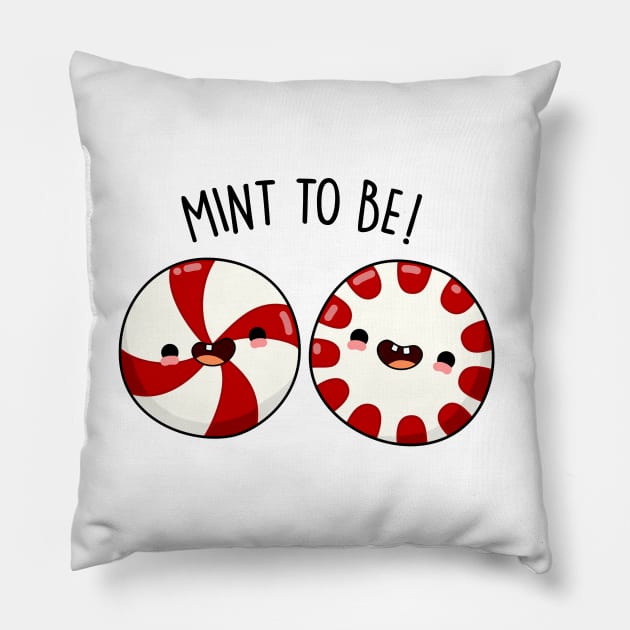 Mint To Be Cute Peppermint Pun Pillow by punnybone