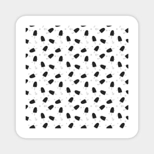 Black and white ice cream seamless pattern Magnet