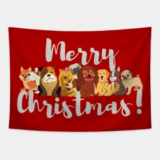 Merry Christmas with Dogs Tapestry