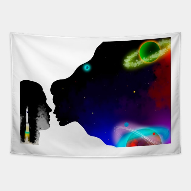 Galaxy Love Tapestry by Luzinha