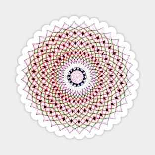 Handmade pink orange and green mandala art Magnet