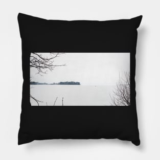 Winter fishing on iced lake Pillow