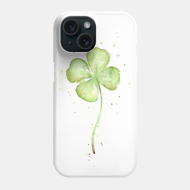 Four Leaf Clover Watercolor Phone Case by Olechka