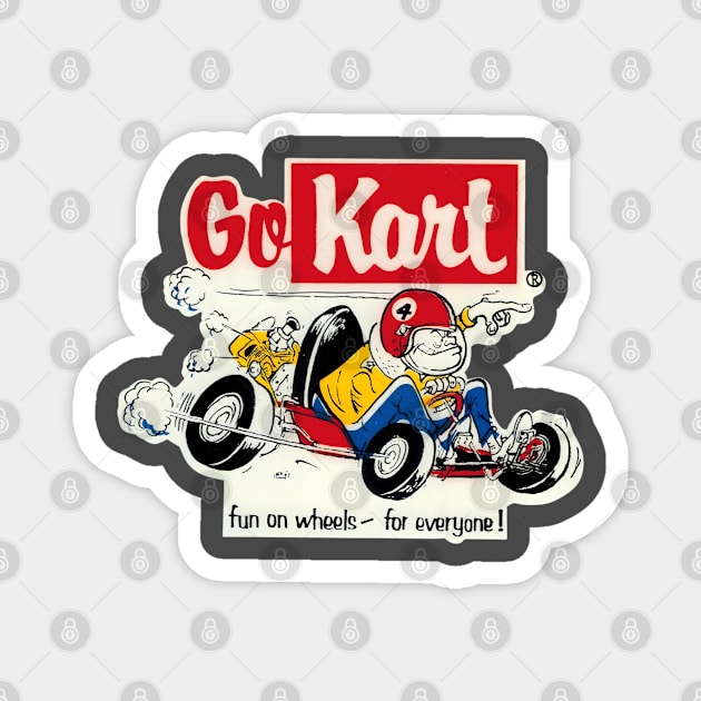 Go Kart - Vintage 1960s decal artwork Magnet by Desert Owl Designs