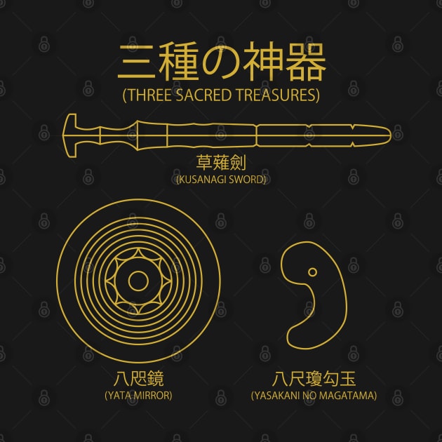 Three Sacred Treasures of Japan (Metallic Gold) by inotyler