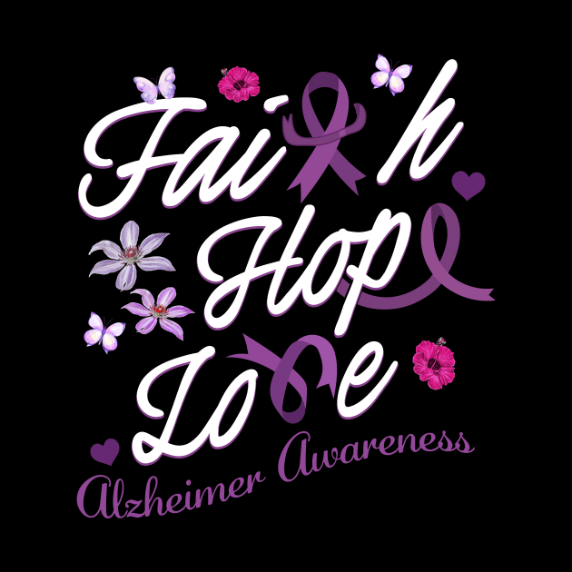 Alzheimer's Awareness Purple Ribbon Products Faith Hope Love by New Hights