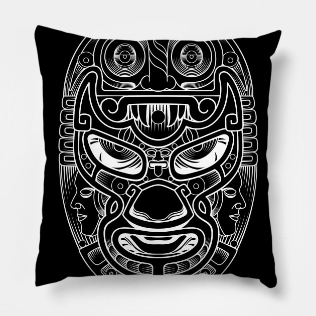 Luchador - Aztec Design Pillow by verde