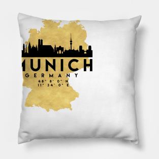 Munich Germany Skyline Map Art Pillow